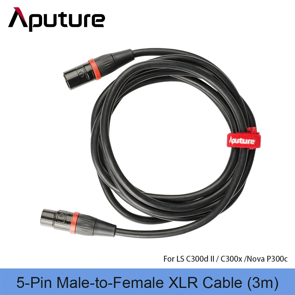 Aputure 5 Pin Male-to-Famale XLR Head Cable 3m for LS 300x C300d II Nova P300c