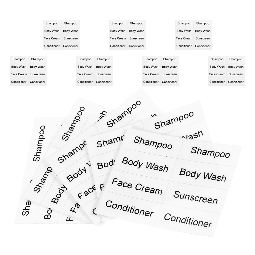 

12 Sheets Waterproof Self adhesive Dispensing Bottle Labels for Travel Skincare Toiletries Black Transparent Stickers Suitable