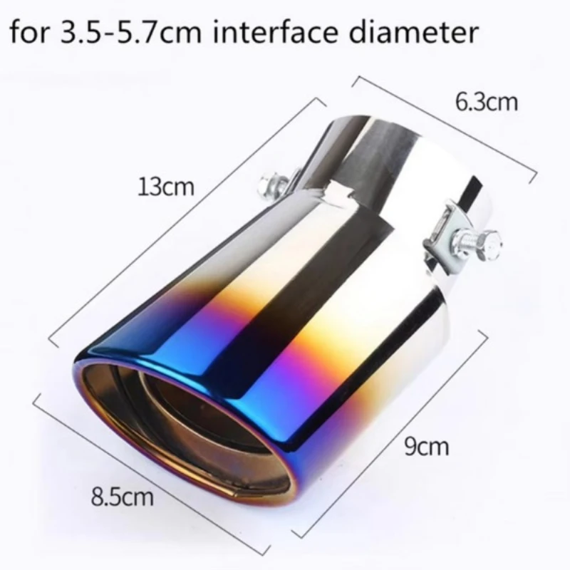 Universal Car Exhaust Pipe Car Rear Modification Parts Black Stainless Steel Exhaust Tip Tail Pipe Throat Liner Accessories