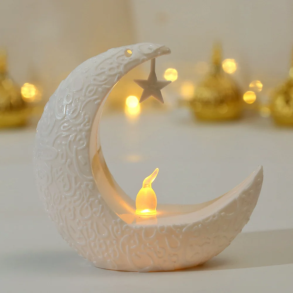 Lámpara LED para decoración de Ramadán, candelabro de Luna y estrella para Ramadán, Kareem, decoración del hogar, lámpara islámica musulmana, Eid