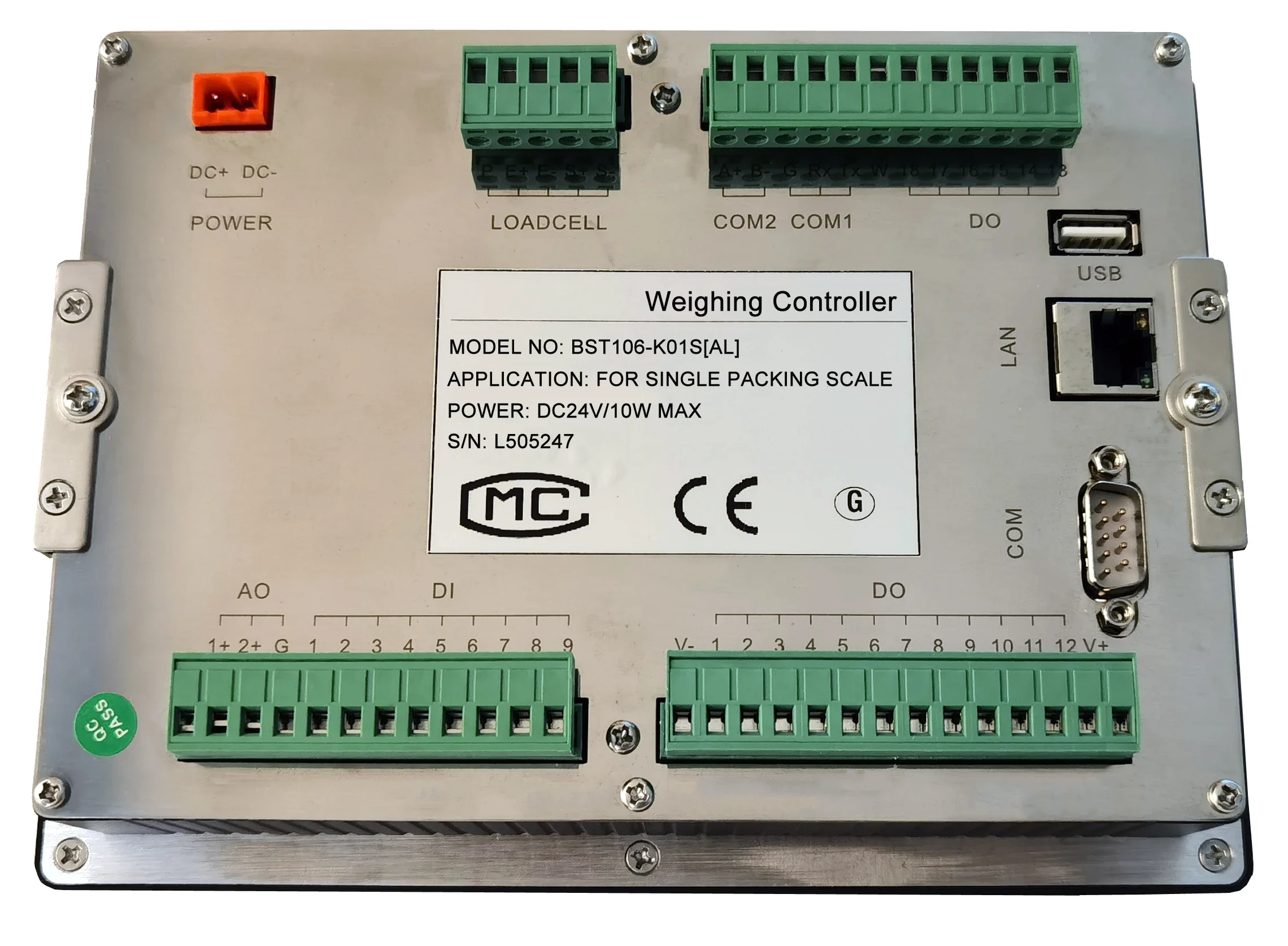 Nuovo modello, Controller di insaccamento su scala singola BST106-K01(AL), Controller di imballaggio con 4 interruttori a pulsante