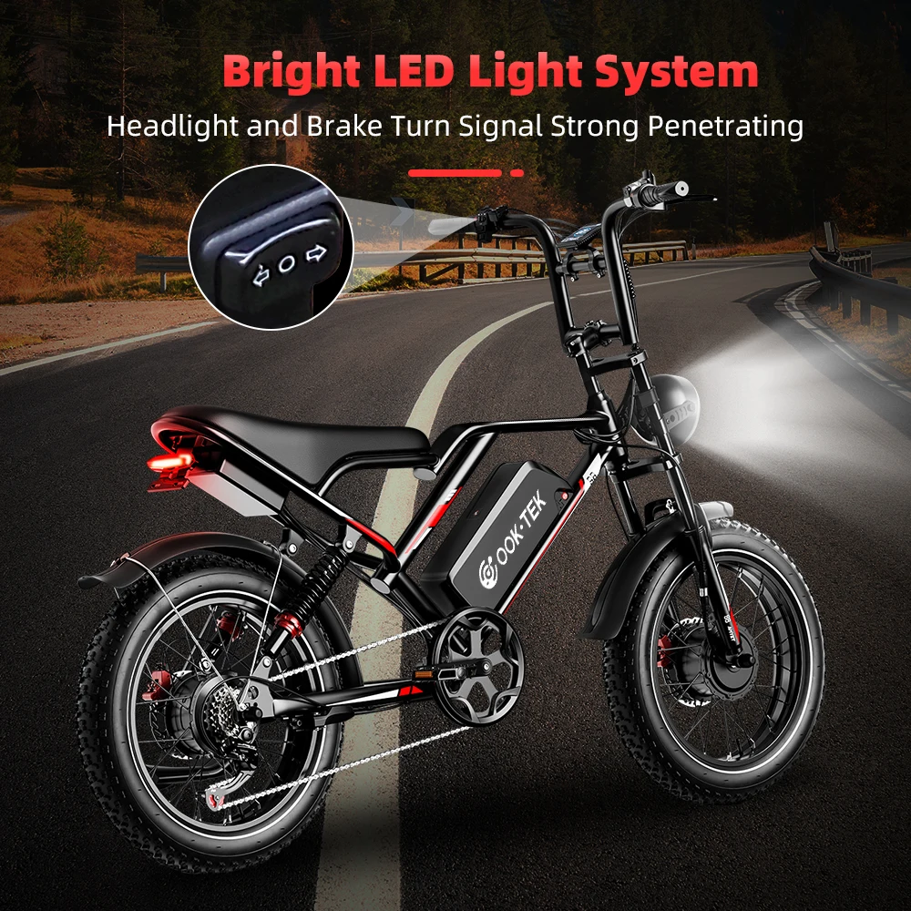Adult Off‑Road EBike 20 Inch Off‑Road Fat Tire Electric Bike 1000W Rear‑Wheel Motor 48V 17.5Ah Shimano 7‑Speed Disc Brake Dual Suspension E‑Bicycle
