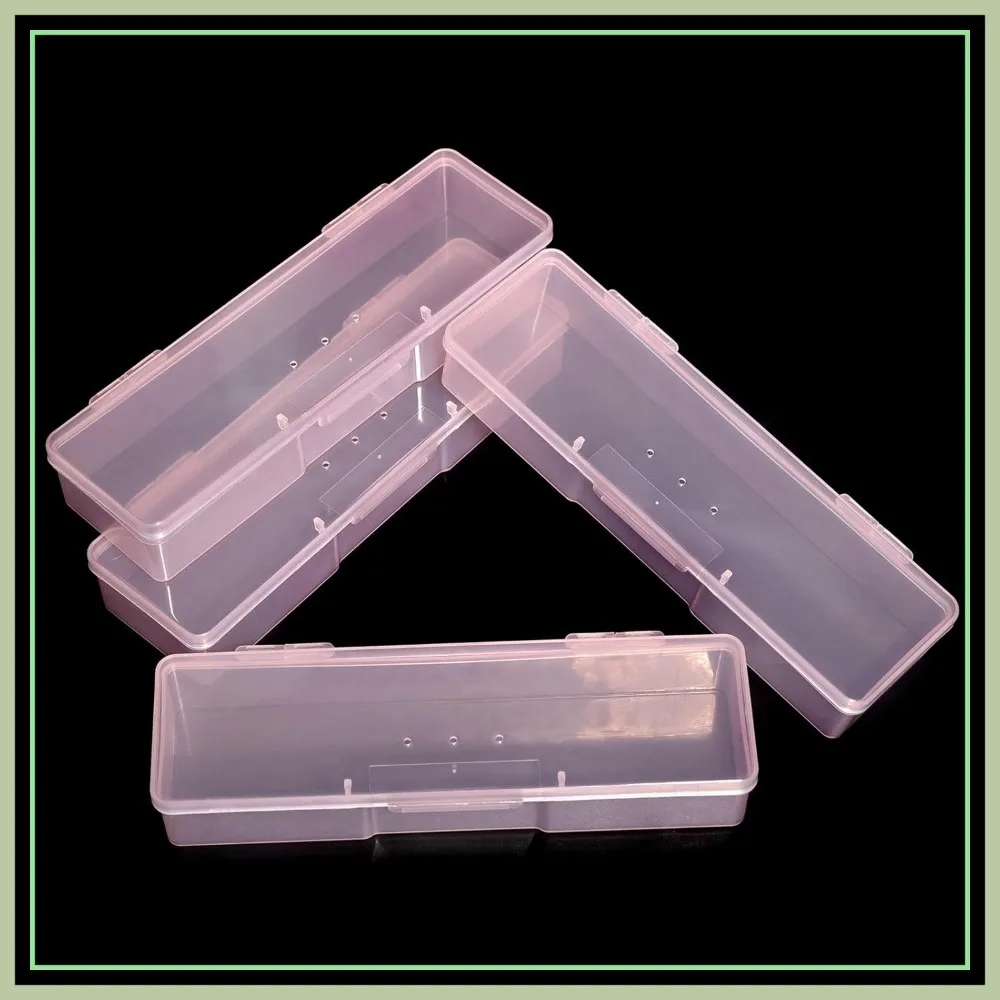 

4Pcs Transparent Storage Boxes for Nail Tools, Plastic Nail Art Case, Pink Manicure Organizer Set