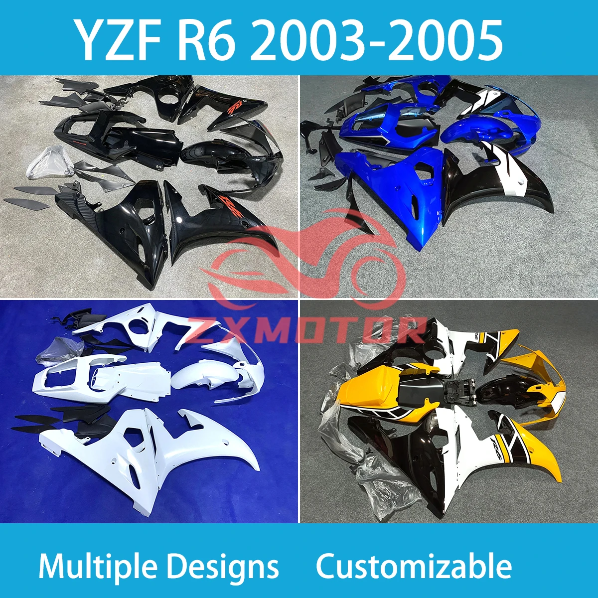 Fairing Set YZF R6 03 04 05 Motorcycle Fairings Kit Complete Body Plastics for YAMAHA YZFR6 2003 2004 2005