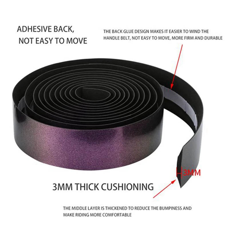 Bike Handlebar Tape Reflective High Viscosity Non-Slip Bicycle Bar Tape Road Bike, Gradient Purple HOT