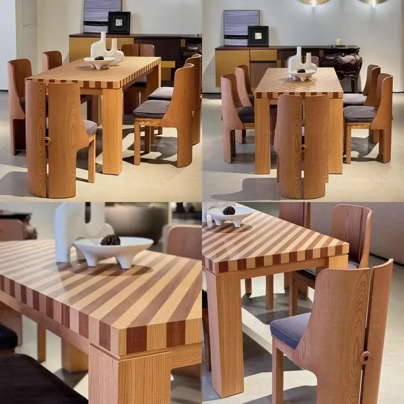 Modern Solid Wood Dining Table and Pure Wood Chair Set for Home Hotel Living Room Study Simple Design Furniture