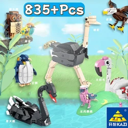 Creative Animal Building Blocks Figures Birds Owls Parrots Swans Flamingo Model Bricks Cognitive Educational Toys for Kids