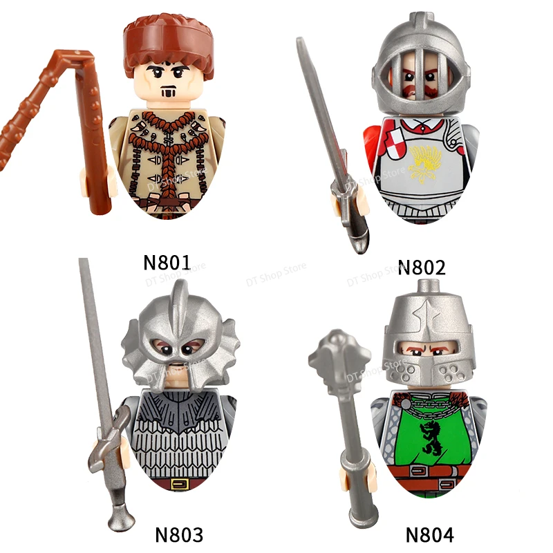 Middle Ages Court Soldier Tribal Black Bear Warrior Raven Red Lion Knight Action Figures Building Blocks Model Kid Toys N301-308