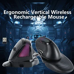 Adjustable Angle RGB Colored Lights Computer Gaming Mice Ergonomic Vertical Wireless Rechargeable Mouse For Desktop Laptop PC
