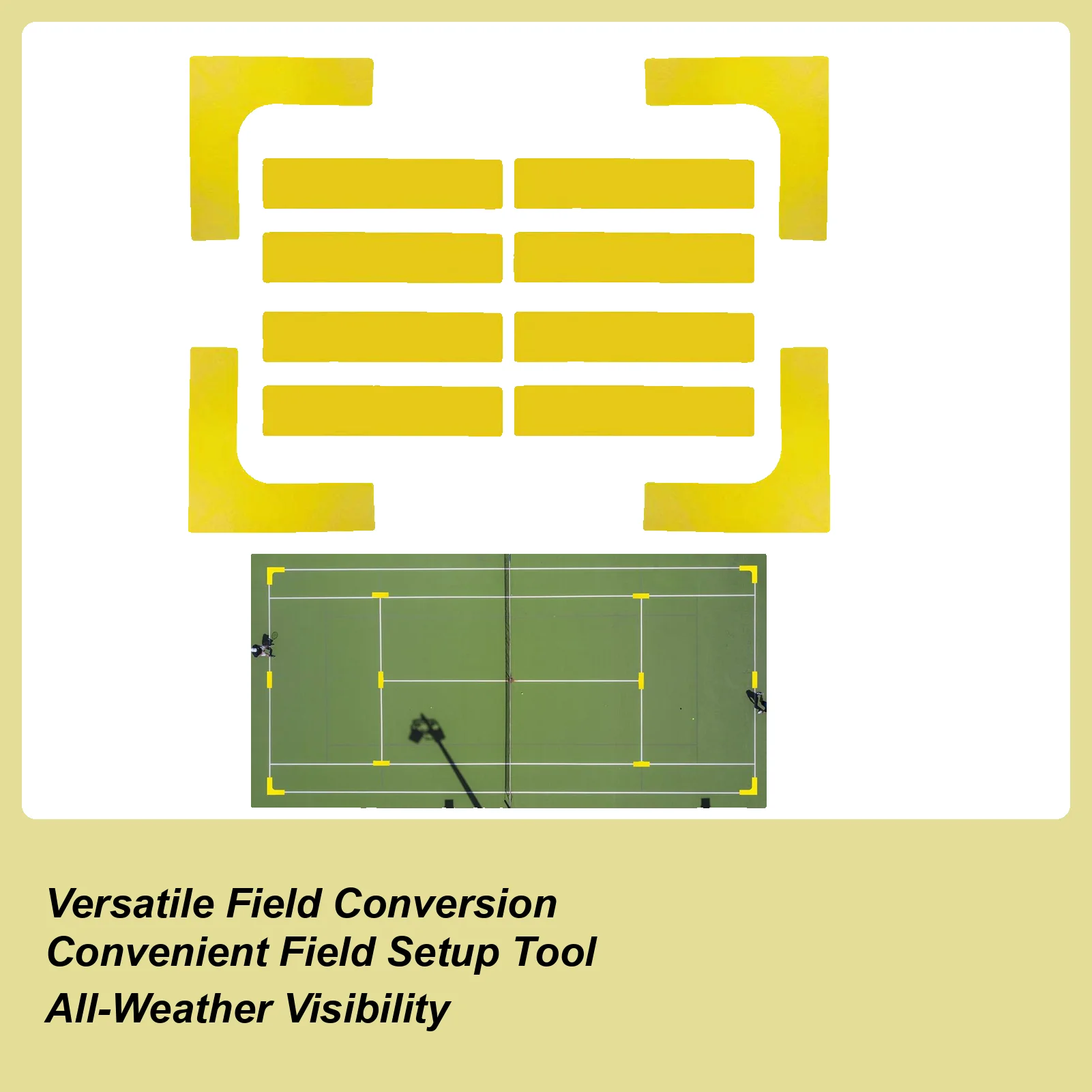 

Court Line Marker Kit Outdoor Driveway Pickleball Court Boundary Throw Down Markers Anti-Slip Tennis Sports Throw Down