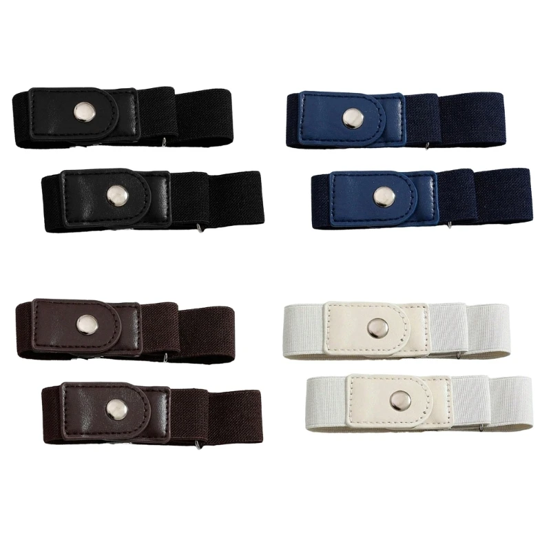 

F42F Elastic Belt No Sew Waist Buttons Quick Button Jean Button Stretch Adjustable Waist Buckle Tighten Waist Button Belt