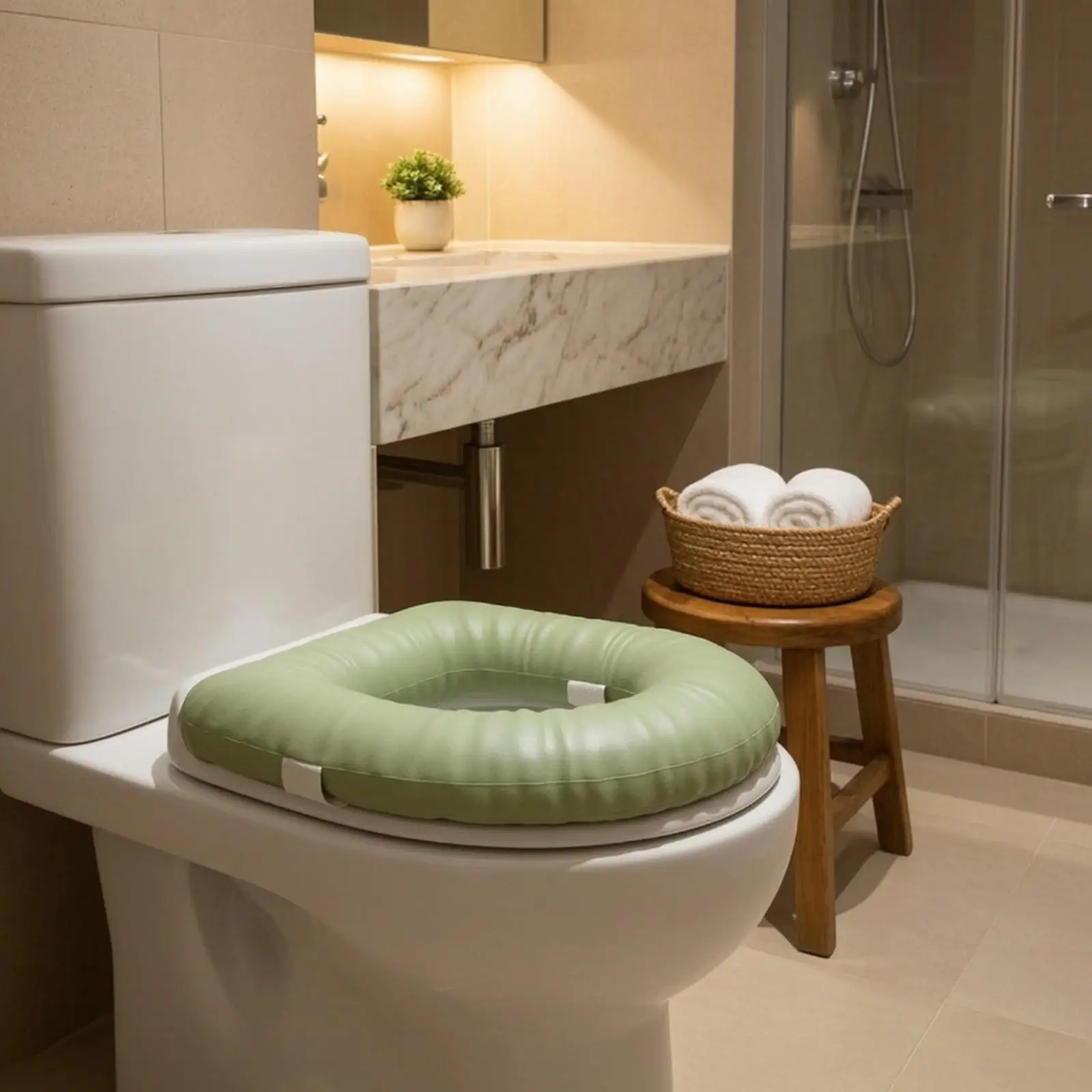 Round Toilet Seat Cushion with Central Hole Design for Pressure Relief Waterproof Cover for Standard Toilet Seat