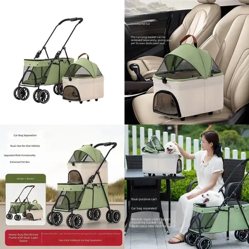 for Double-Decker Removable Pet Cart - Lightweight, foldable, two-decker portable station wagon for cats and dogs