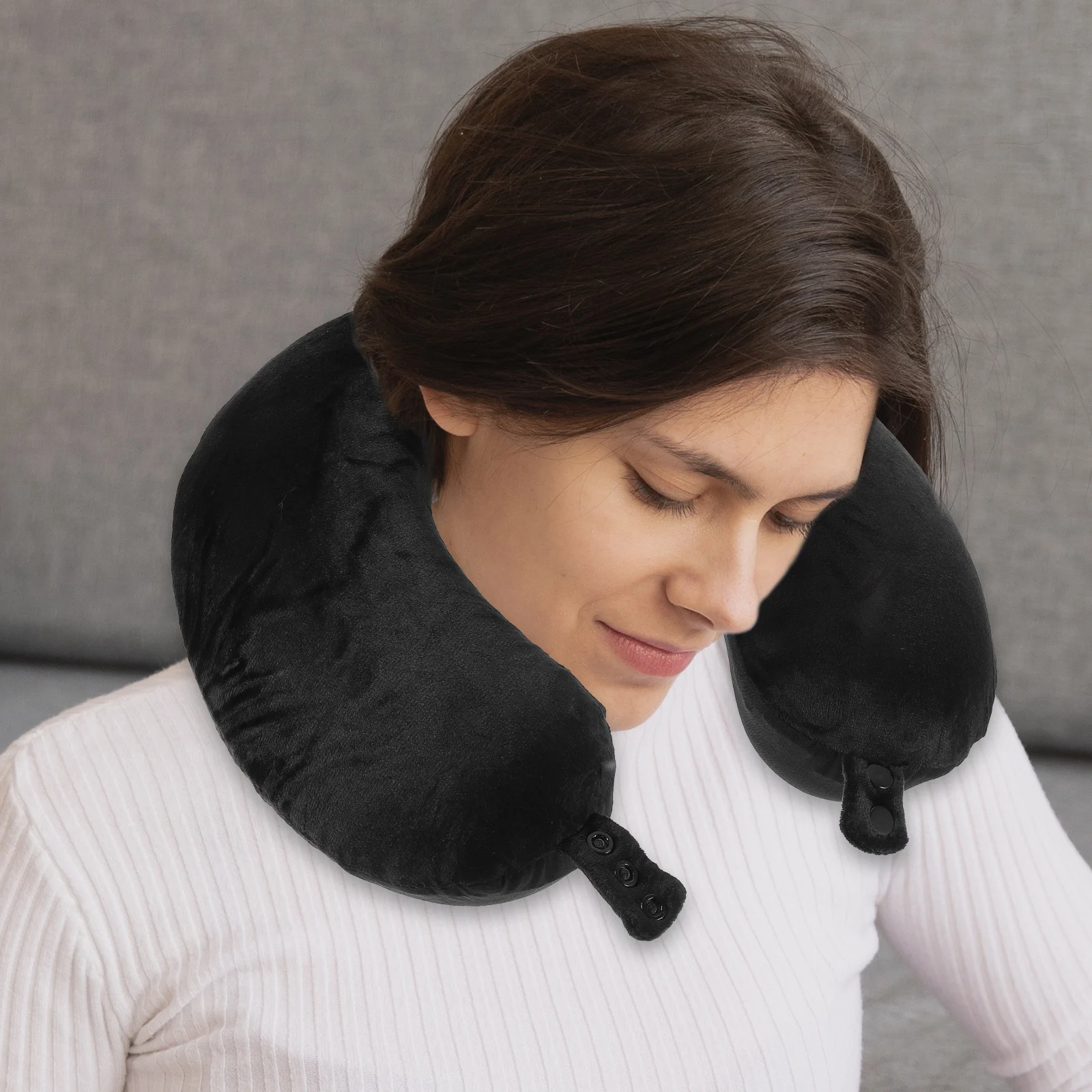

U Shaped Memory Foam Neck Deep Gray Soft Travel Plane Pillow Head Support Cervical Pillow Office Lumbar Support