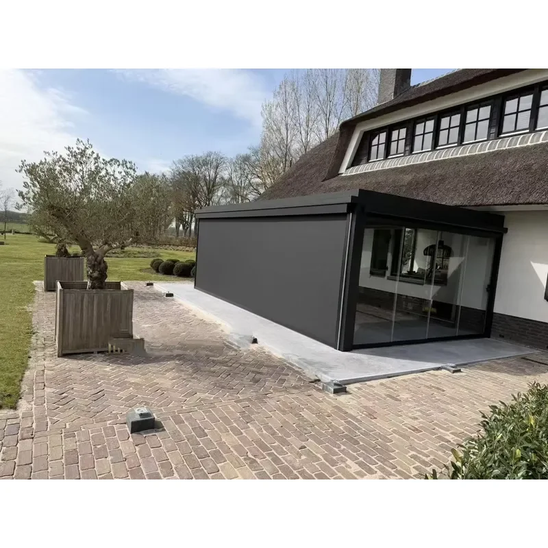 Waterproof Eco-Friendly Powder Coated Modern Aluminium Motorized Bioclimatic Free Standing Balcony Retractable UV Protection