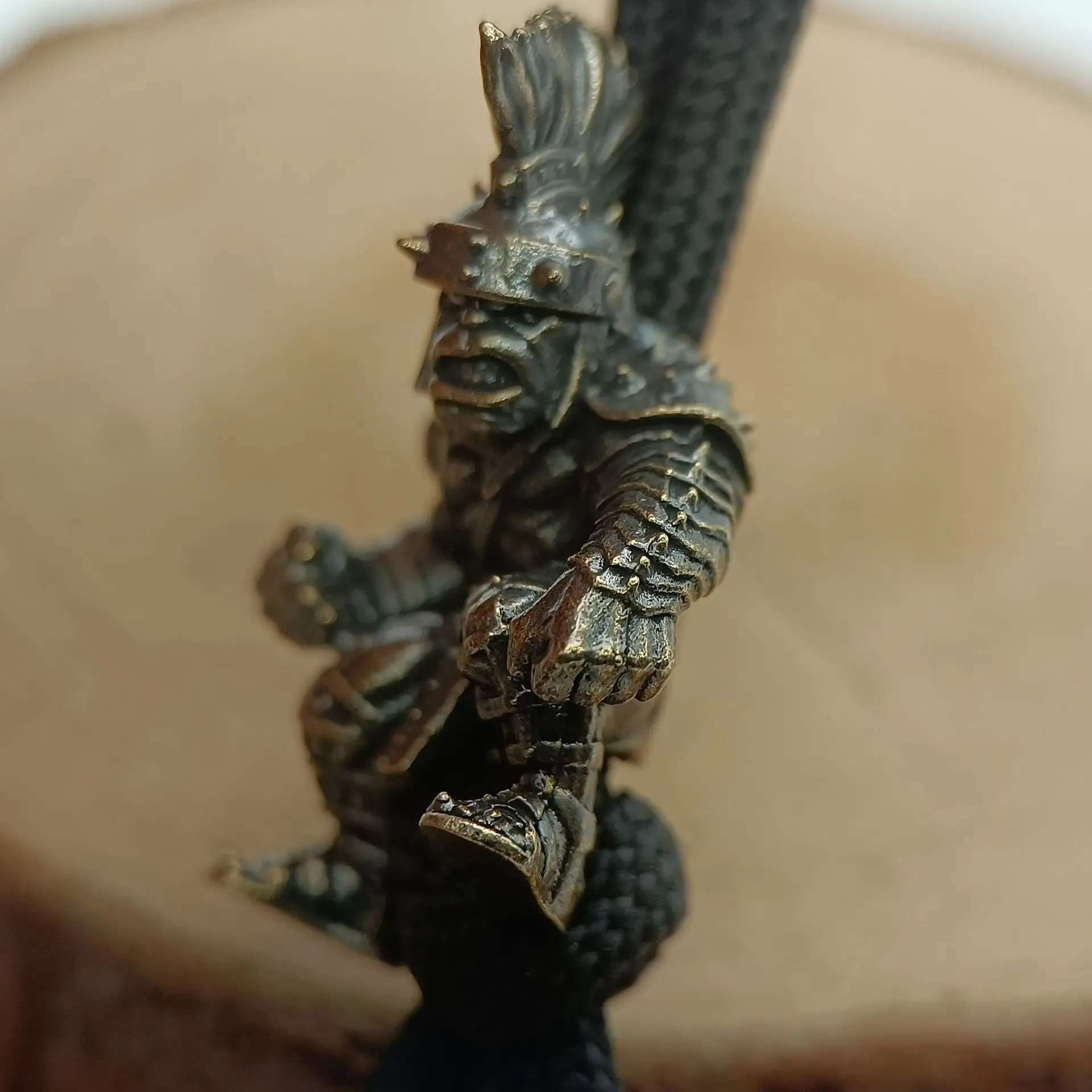 Orc warrior Knife Beads EDC Wear Paracord Tools Brass Copper Lanyard Pendants Character Style Key Rings DIY Accessories