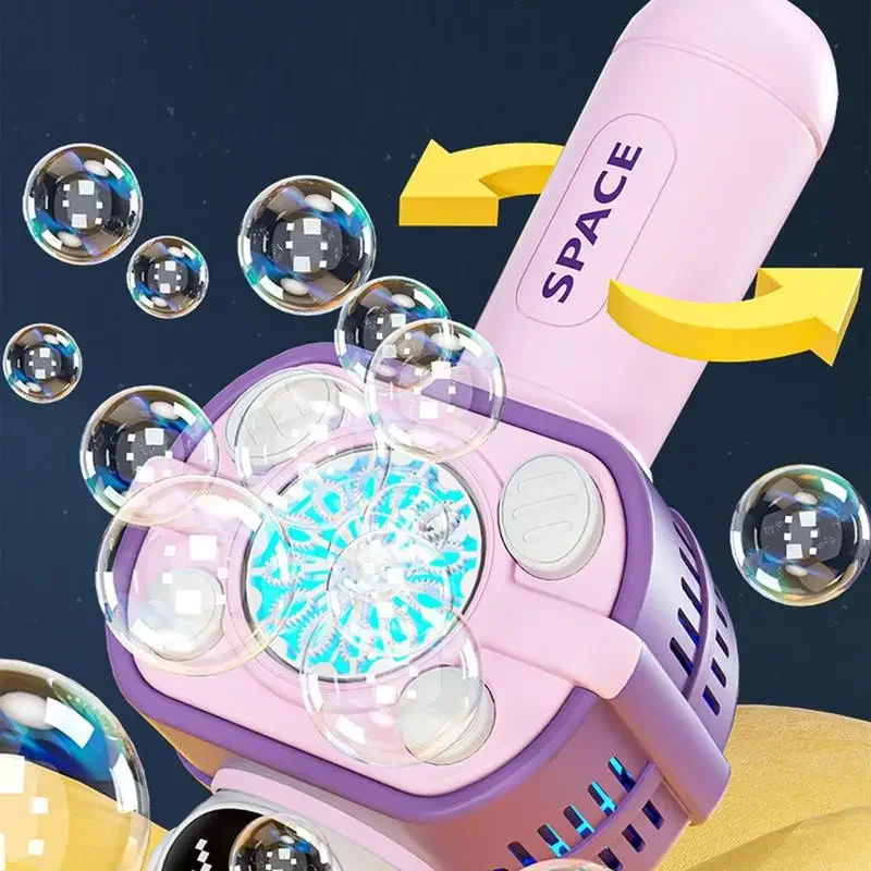 ปืนเป่าฟองสบู่ไฟฟ้าอัตโนมัติแบบมือถือ เครื่องทำฟองสบู่ ของเล่นกลางแจ้งสำหรับเด็ก ของขวัญสำหรับเด็ก