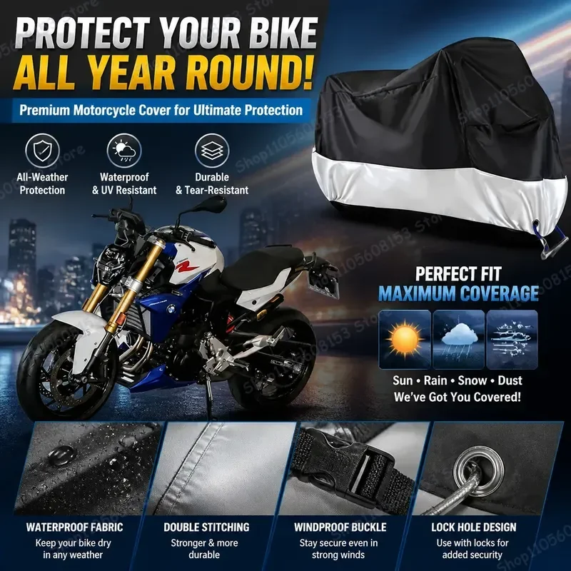 

For BMW F900R Motorcycle Cover Waterproof Dustproof UV Resistant All Weather Bike Cover for Indoor Outdoor Riding Scooter