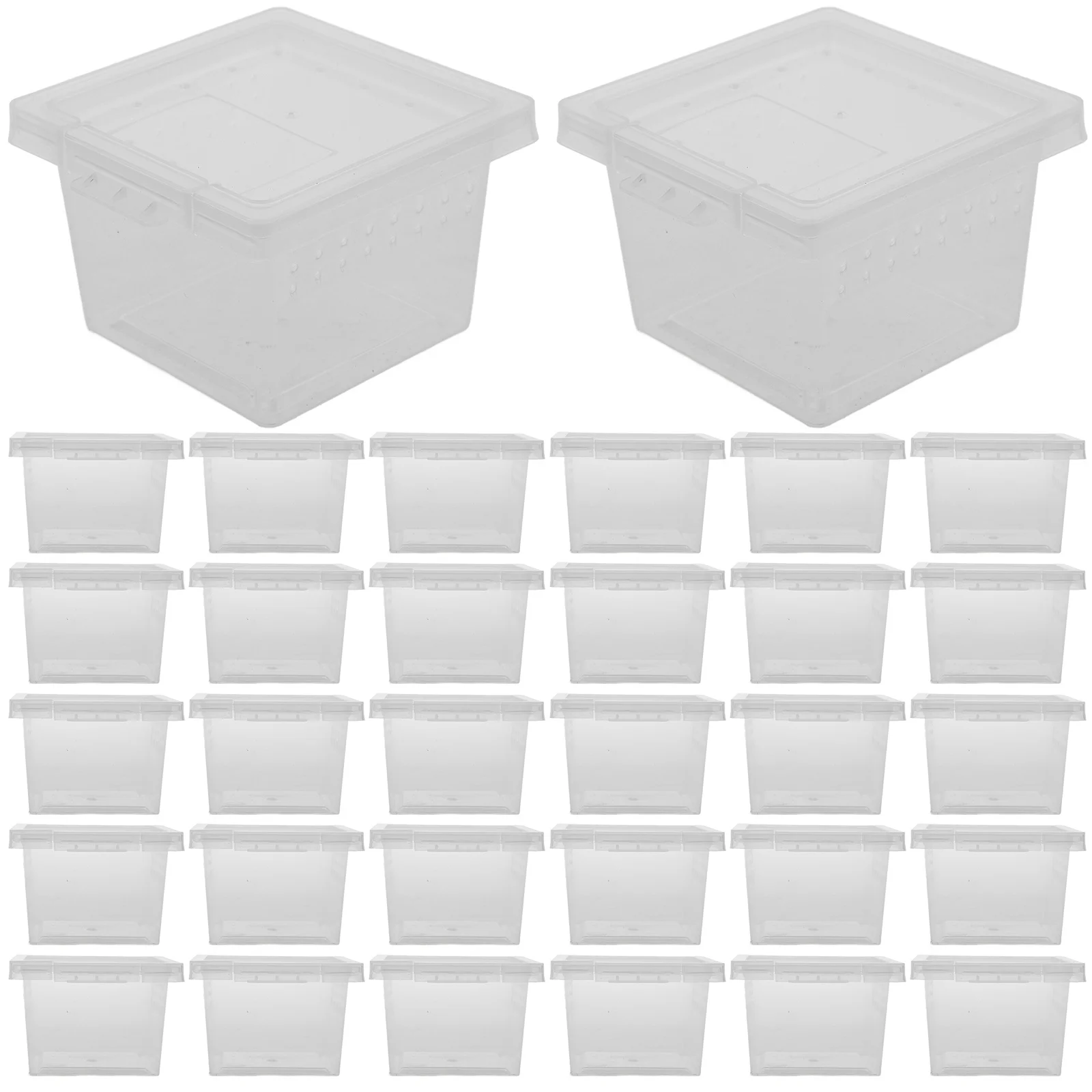 100Pcs Insect Breeding Boxes Transparent Reptile Cage Feeding Boxes Spider Lizard Cricket Cage Tank Transparent Feeding Box