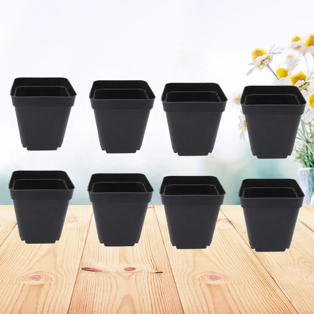 50pcs Plastic Square Flower Pot Mini Decorative Flower Pots Planters Creative Succulents Nursery Floral Holder Organizer Garden