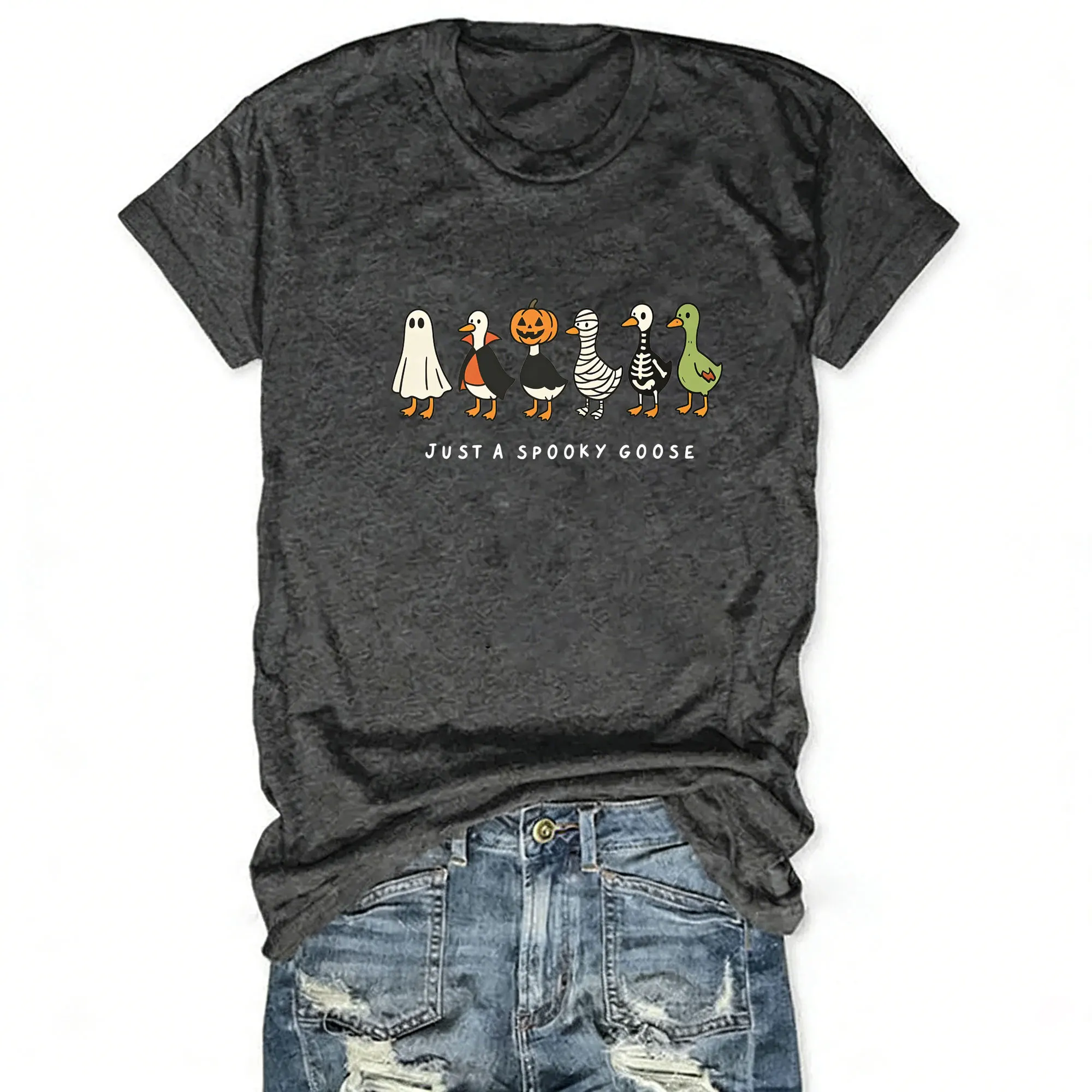 Cute Ghost Print Women Halloween T Shirt Funny Halloween Graphic Tee Women Casual Short Sleeve Tops For Halloween Party