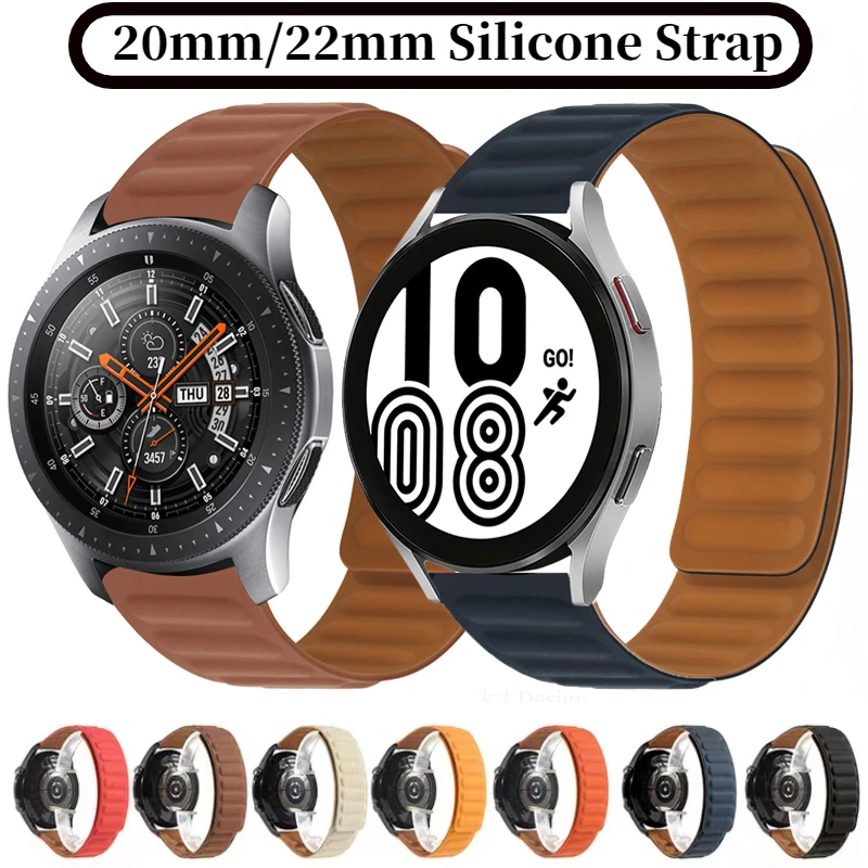 

22MM 20MM Silicone strap For Samsung Galaxy watch 5/4/3 Gear S3 Amazfit GTR/Stratos Magnetic Watchband For Huawei watch GT 3 Pro