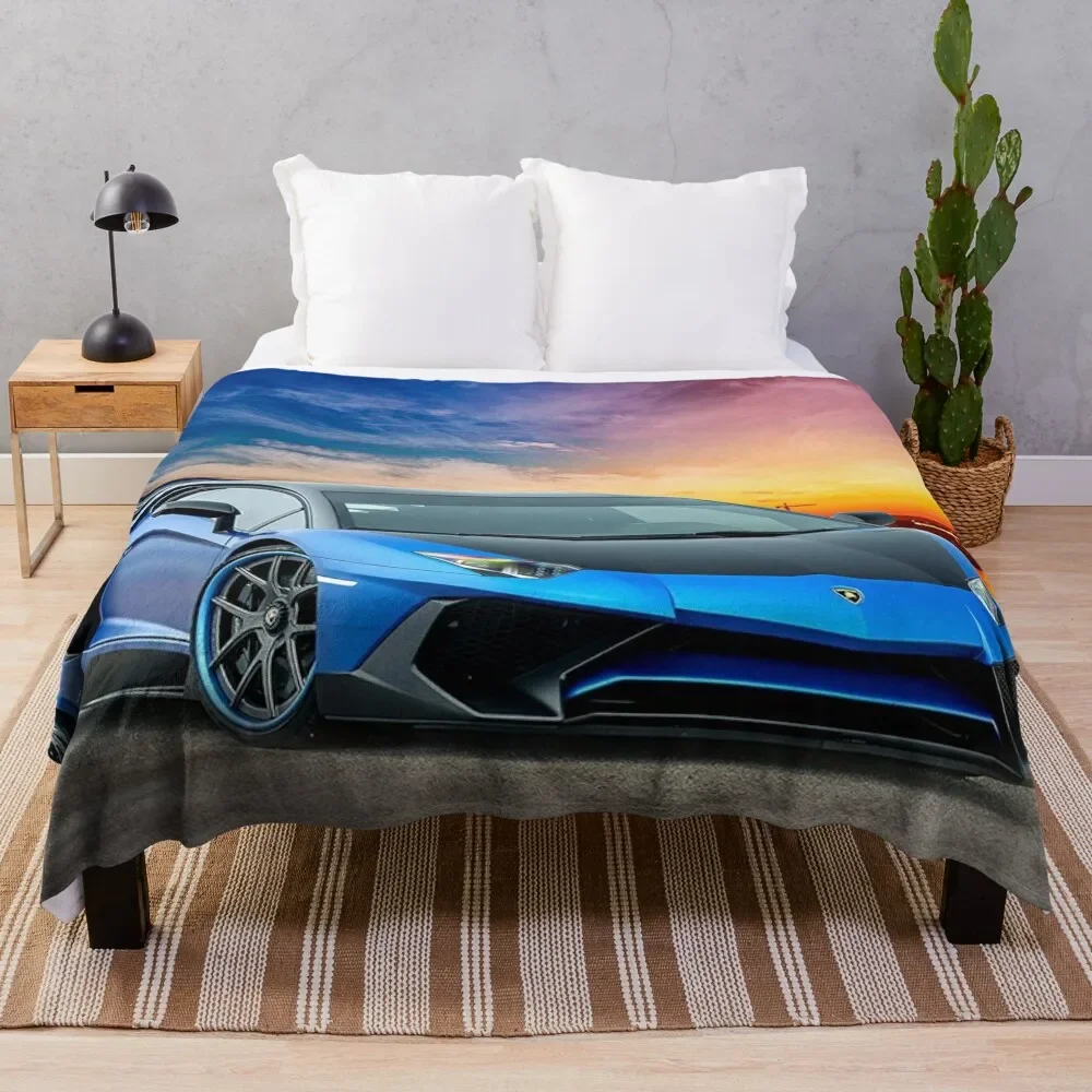 Lambo Aventador Sport Car Throw Blanket Bed linens heavy to sleep Warm Blankets