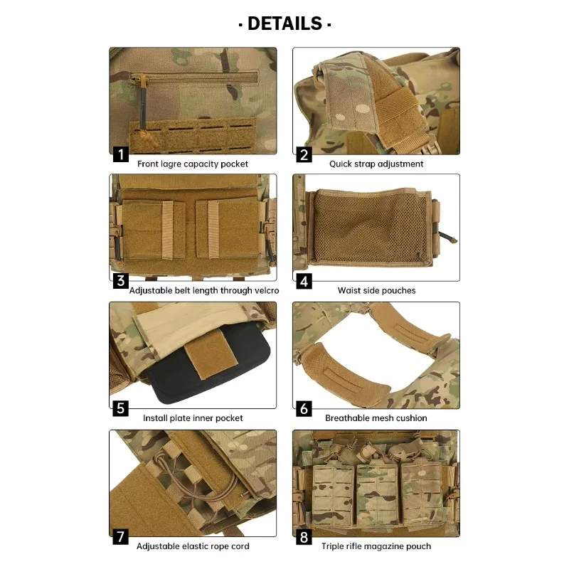 مصمم سعة كبيرة 1000 أكسفورد التمويه مقاوم للماء التكتيكية الكتف الرافعة حقيبة سترة حقيبة متعددة الوظائف