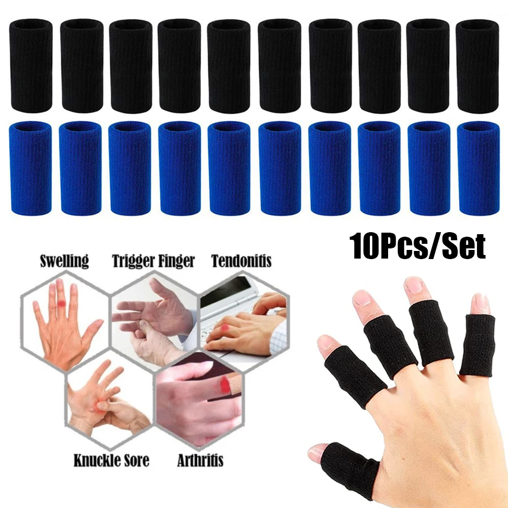 10Pcs Sports Finger Splint Guard Finger Protector Sleeve Support Golf Basketball Sports Aid Arthritis Band Wraps Finger Sleeves