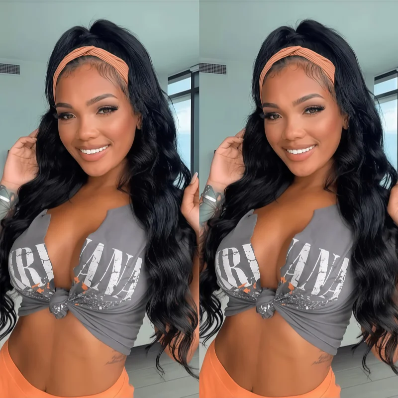 40 Inch Long Body Wave Remy Human Hair Headband Wigs Machine Made 200% Density No Glue Easy Wear Natural Fluffy Wavy Texture Comfortable Versatile Hairstyle For Black Women Daily Casual Dating And Tra image 6