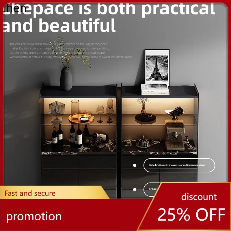 

HXL minimalist glass wine cabinet living room wall storage display cabinet light luxury high-end dining side cabinet