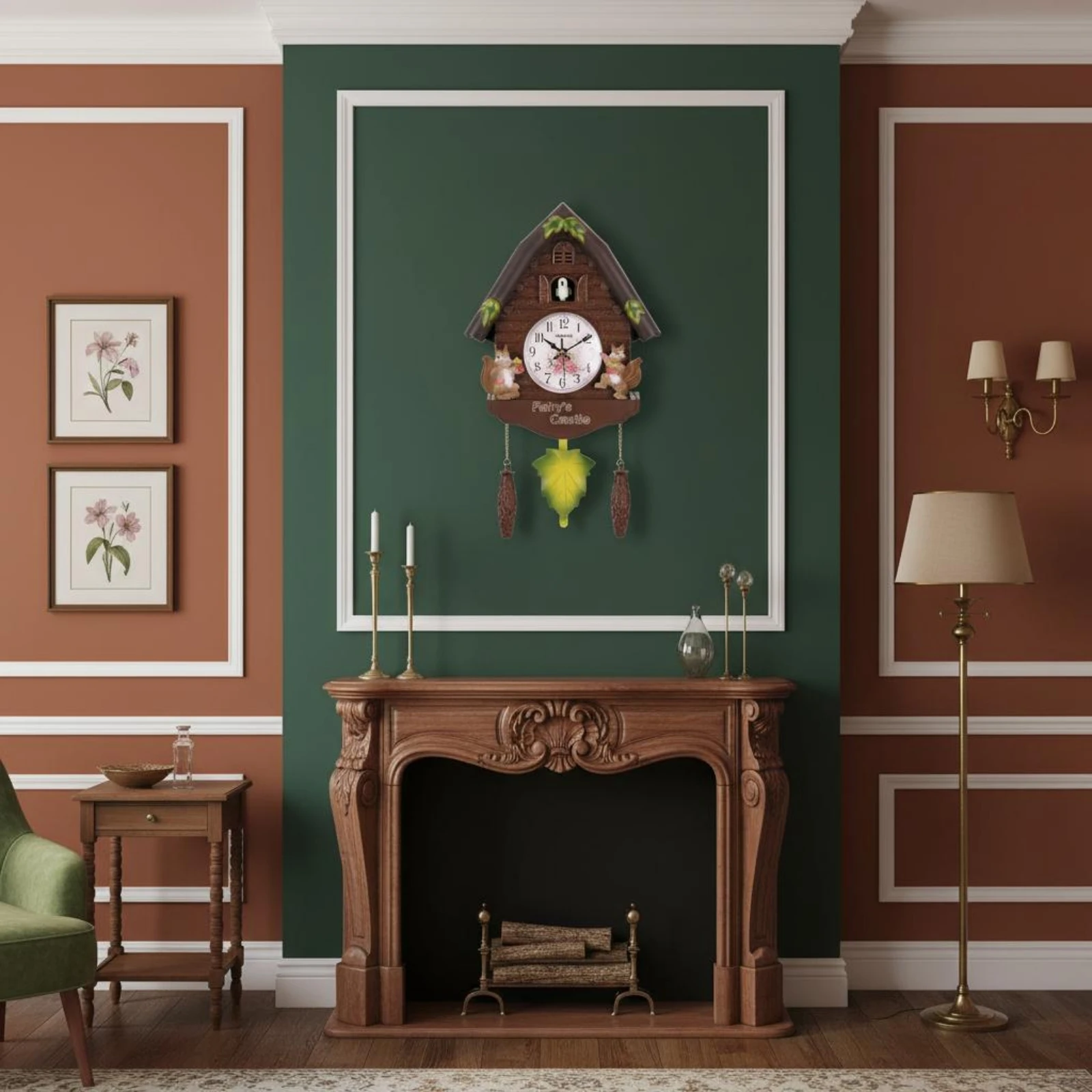 Retro Cuckoo Timepiece Battery Operated Wooden Cuckoo Wall Timepiece Home Decor Traditional for Children, Children's Bedroom