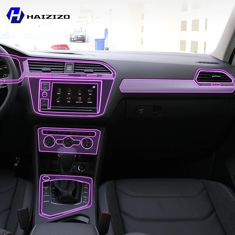 

Для Volkswagen Tiguan 2017-2022 салон автомобиля защитная наклейка на центральную консоль внутренняя декоративная полоса защитная наклейка из ТПУ