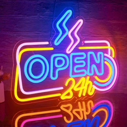 Open 24h Neon Sign Led luci al Neon per la decorazione della parete USB Light Up Signs Man Cave Business Bedroom Home Bar Shop S