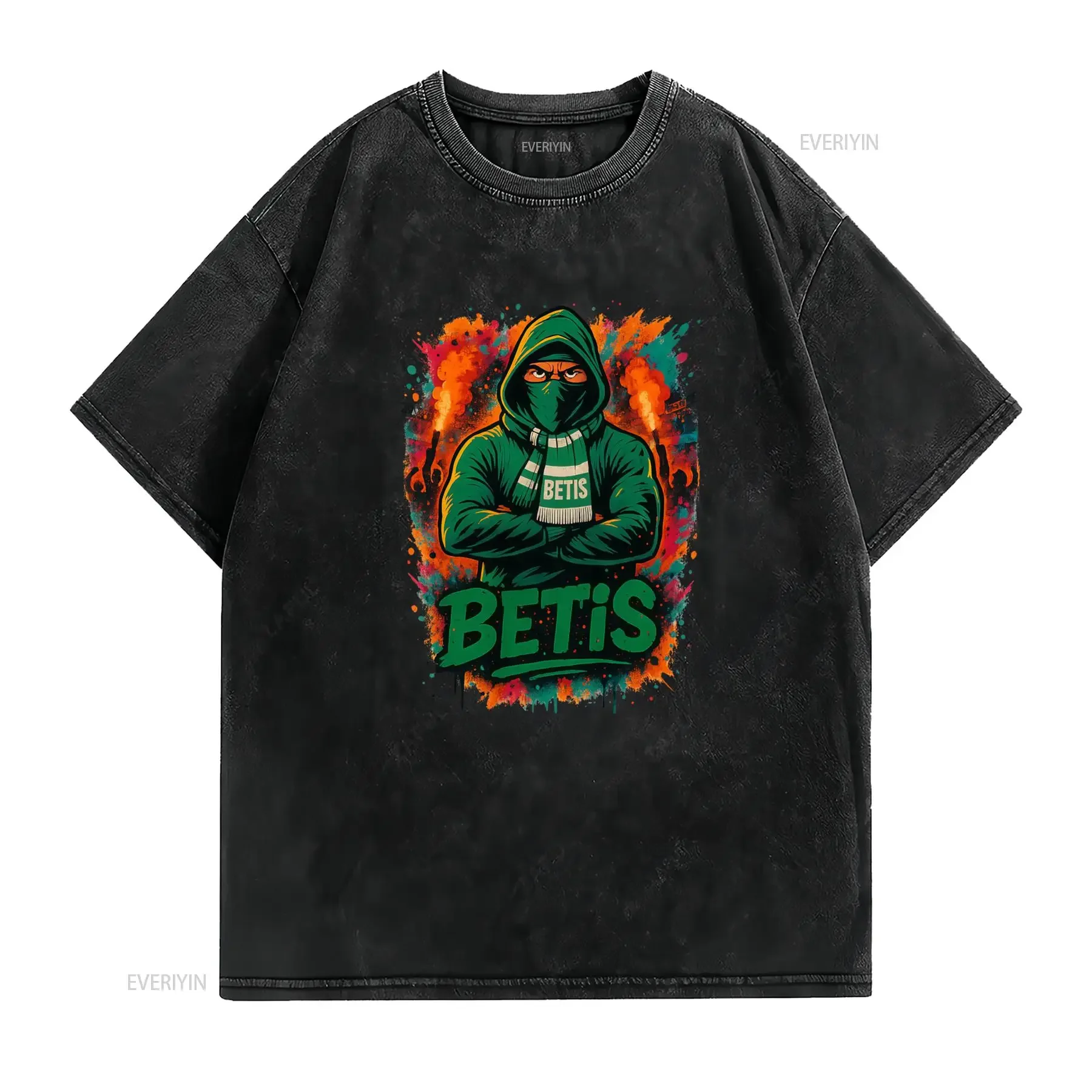 Camiseta Betis Ultra para hombre Cuello redondo casual mangas cortas diseño Ultras y estampado trasero tejido cómodo vintage