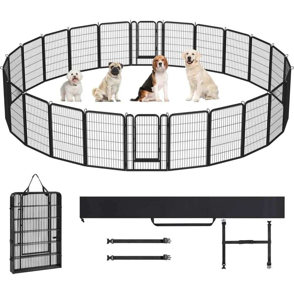 

24 Panels 40" Tall Dog Playpen Outdoor, Metal Exercise Fence with Easy-Carry Straps&Stakes Storage Bag Indoor for Large