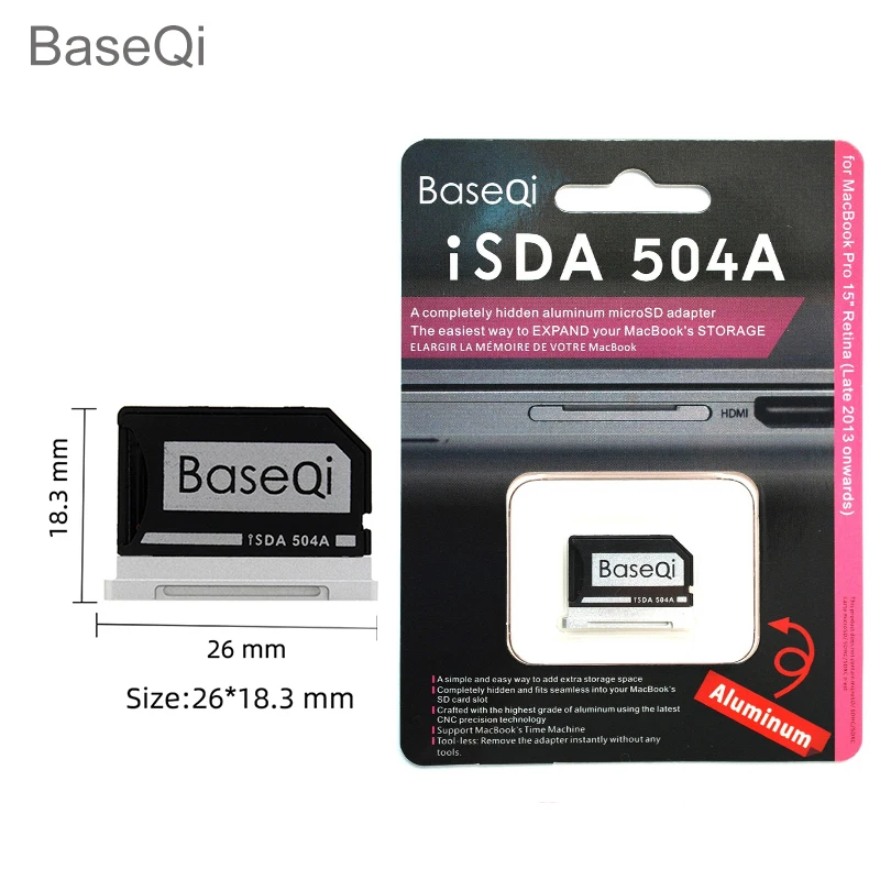 Para macbook pro retina For MacBook Pro Retina 15inch Year Late 2013 2014 2015 BaseQi Microsd Card Ad15 polegada ano final 2013 2014 2015 baseqi microsd adaptador de cartão alumínio mac pro retina1515drive mini unidade