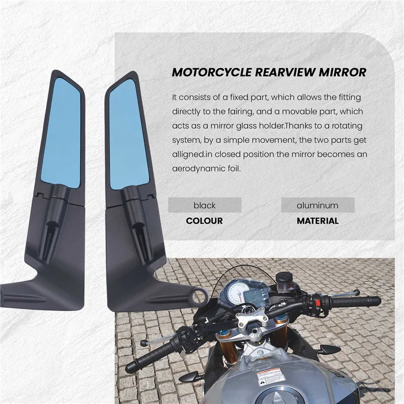 

NEW-Motorcycle Wind Wing Adjustable Rotating Rearview Mirror For Aprilia Tuono 1100 V4 2021 2022 2023 Factory 2019-2023