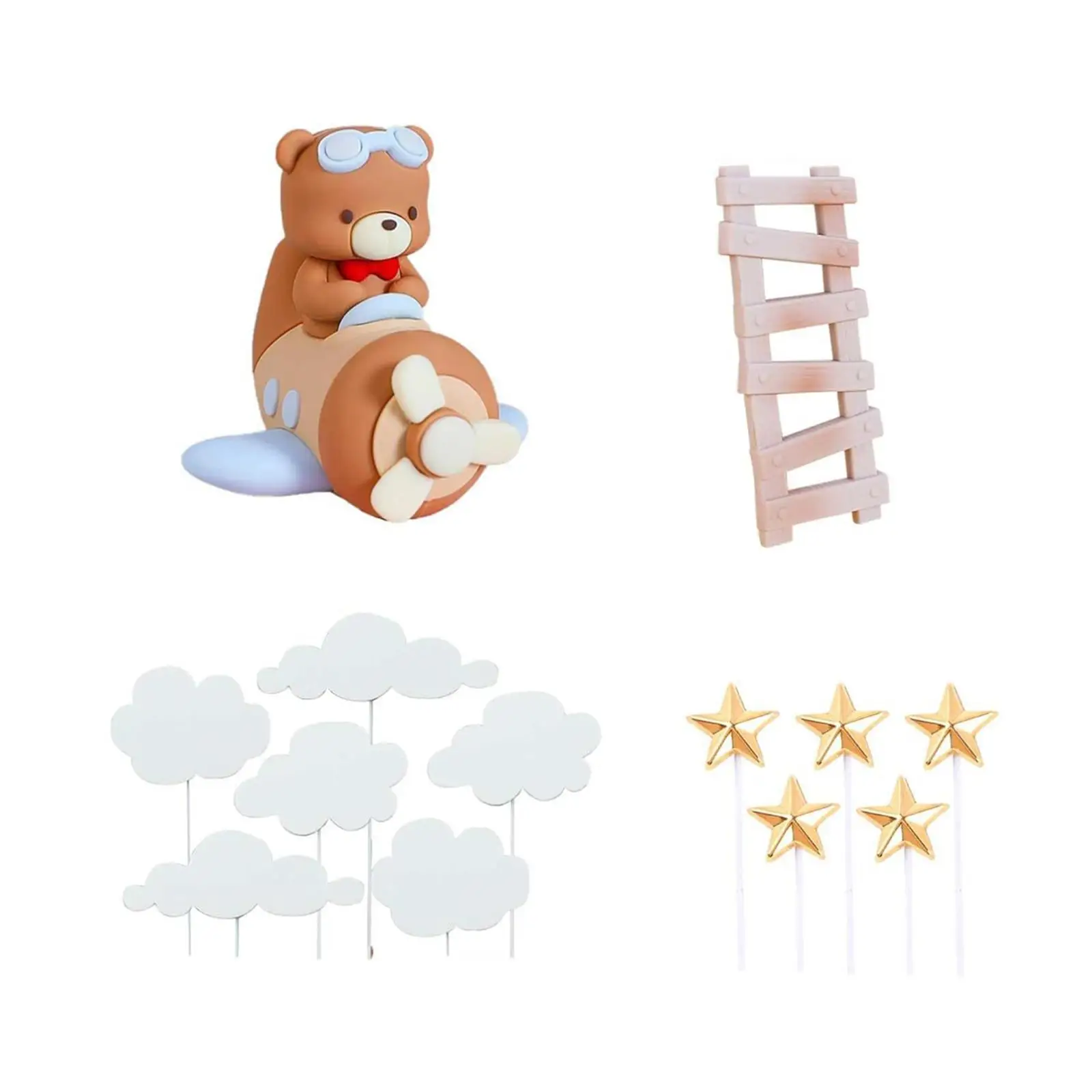 

13x Bear Cake Toppers Multipurpose Creative Airplane Cake Topper for Birthday Celebration Friends and Family Baby Shower Party