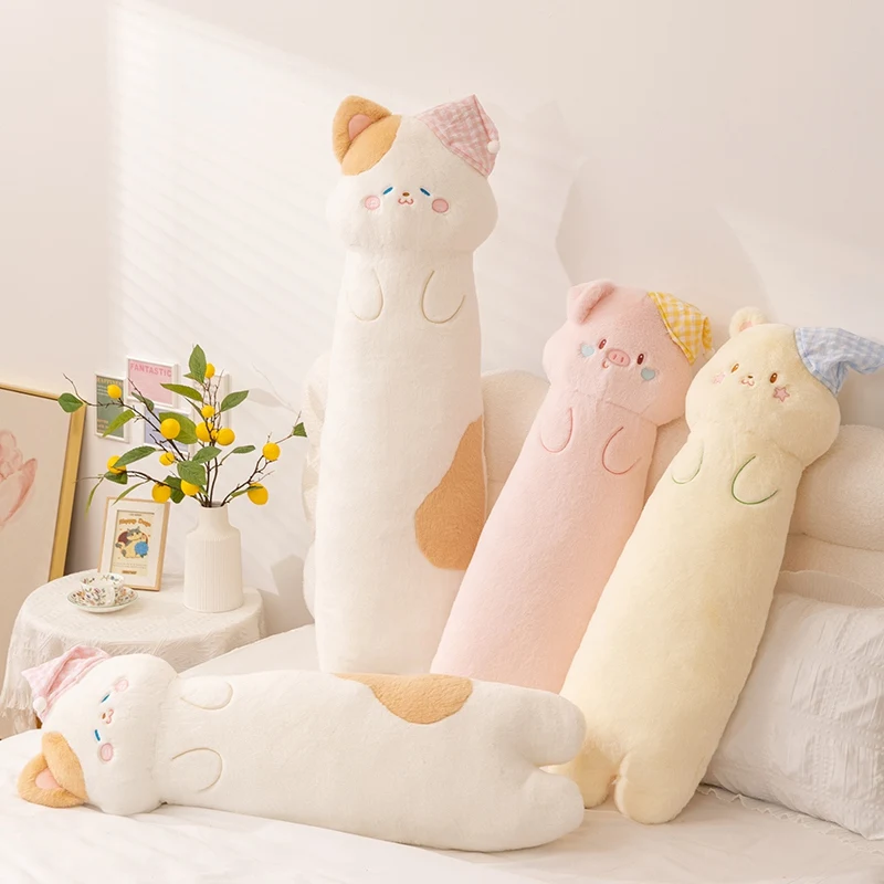 

90-120cm Big Size Long Cute Creative Cats Plush Toys Soft Stuffed Animal Baby Sleeping Pillow Sofa Cushion for Kids Gifts Decor