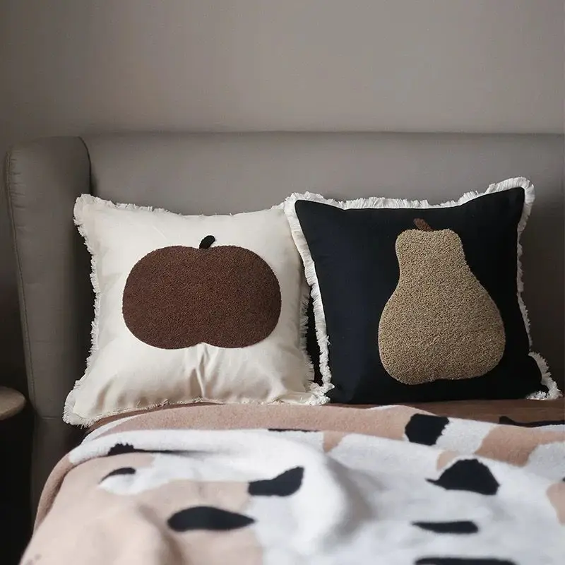 Ins Style Fresh Embroidered Throw Pillow for Living Room Sofa Light Luxury Lumbar Backrest Cushion Removable Cover