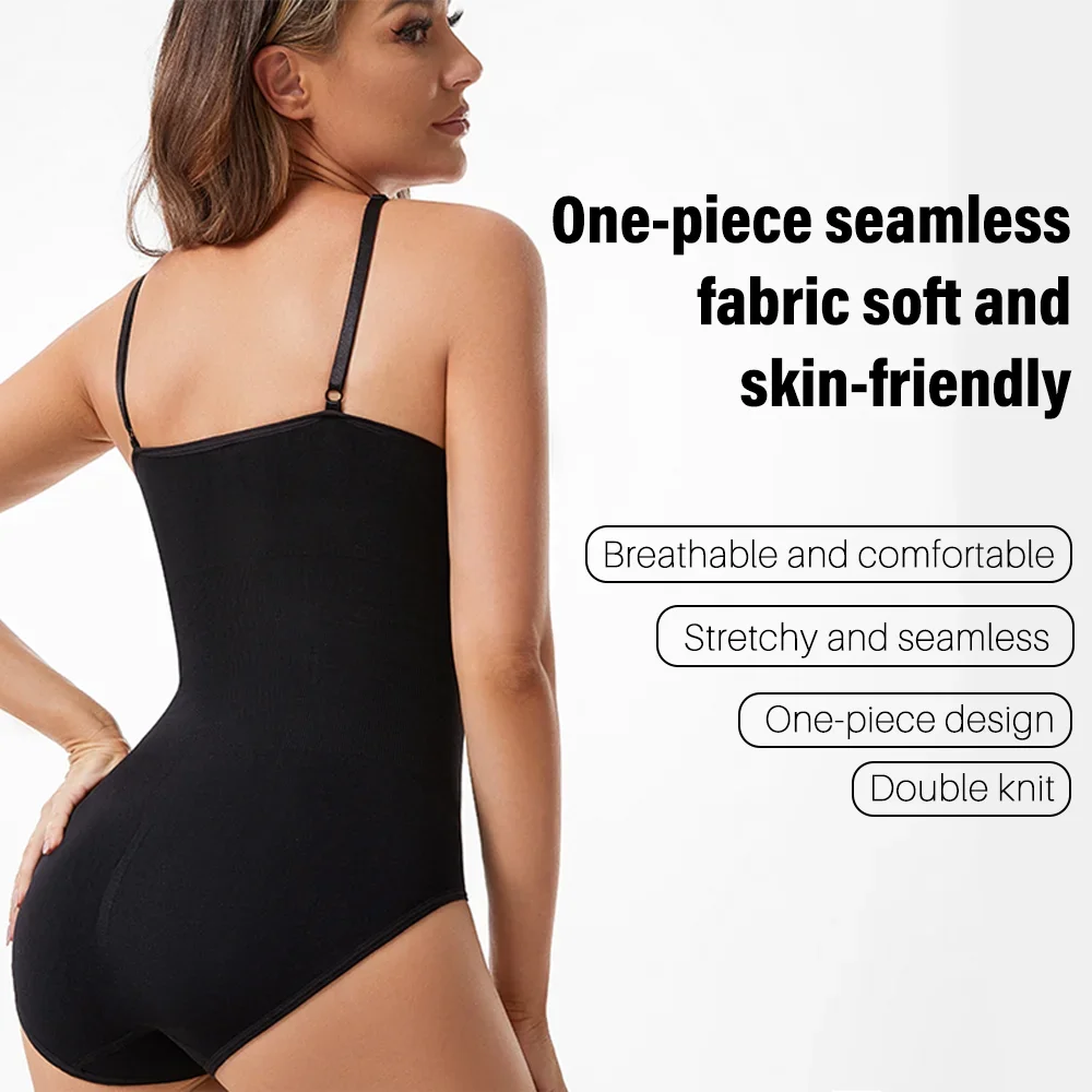 Women Classic Solid Color Shapewear Tight-fitting Suspension Hip Lift Tummy One-piece Set With Open Seam Waist Sculpting Briefs