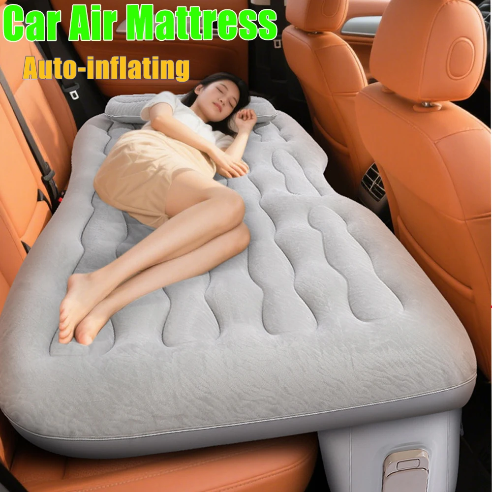 Flocked Durable All Season Car Air Mattress SUV Rear Seat Portable Inflatable Bed Self Inflating Foldable Comfortable Travel