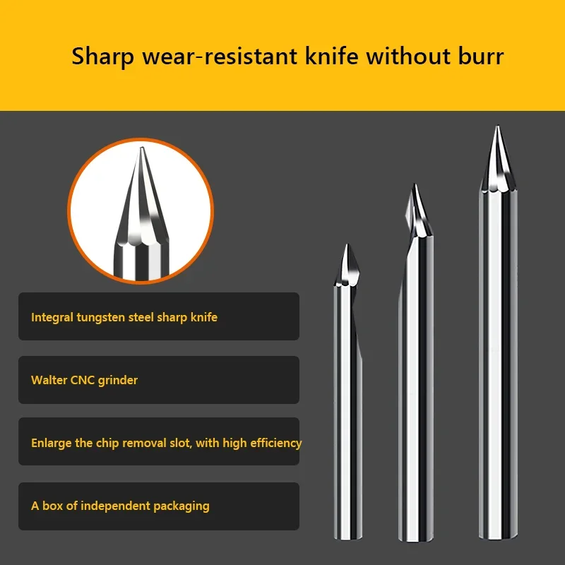 Engraving Bit 3.175mm Shank 20/30/40/60 Degrees End Milling Cutter Tip 0.1 0.2 0.3 0.4mm Carbide 3D Milling Bit