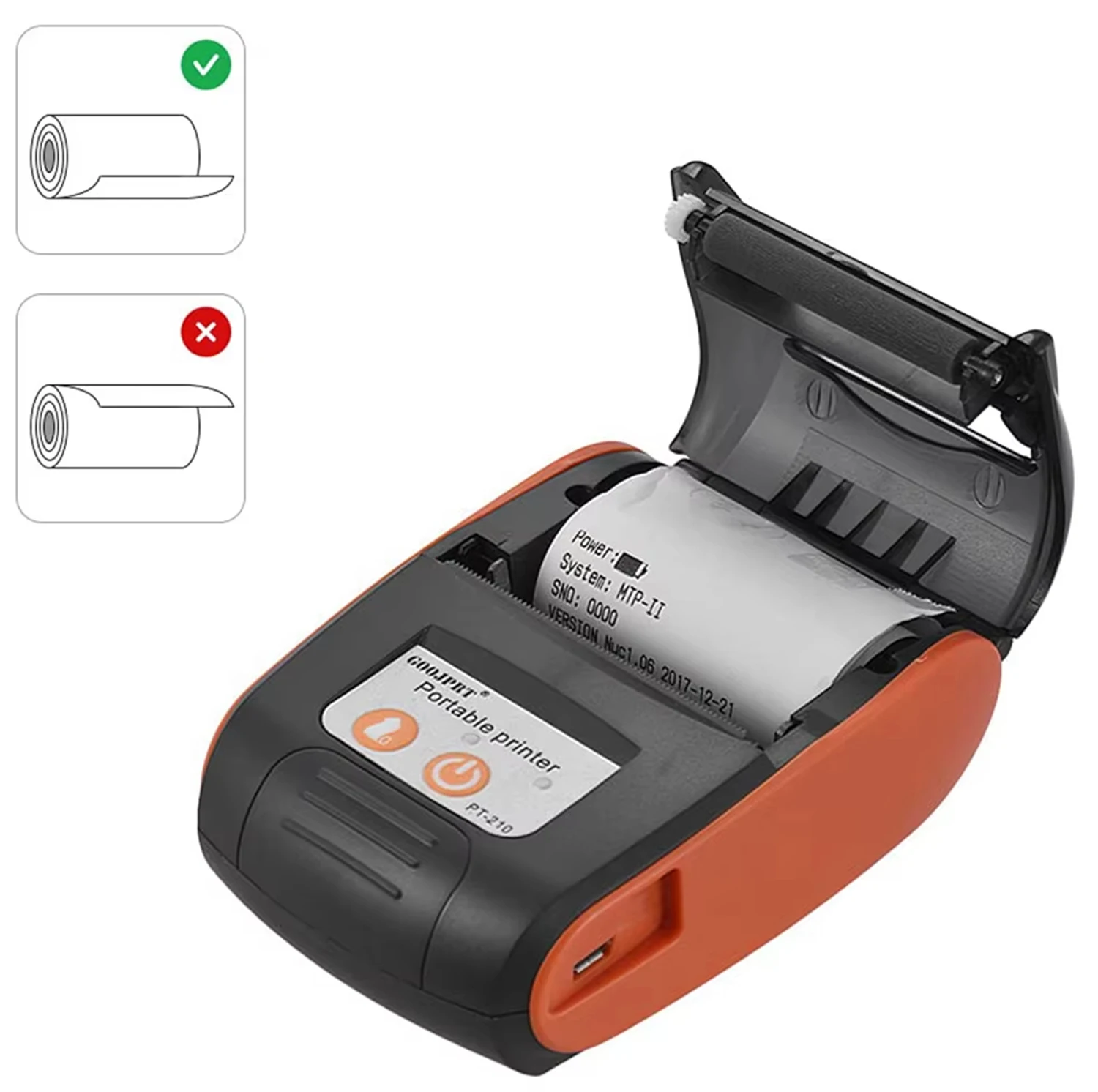 طابعة حرارية صغيرة محمولة مقاس 58 مم مقاس 2 بوصة، طابعة إيصالات تذكرة بلوتوث POS متوافقة مع نظام Android/iOS/Windows