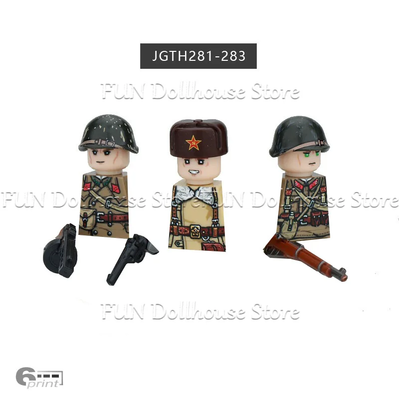 Figurines de soldats de l'Armée Rouge soviétique de la Seconde Guerre mondiale, blocs de construction, infanterie, guerrier, officier, casque, PPS, armes, briques DIY, jouets pour garçons, cadeau
