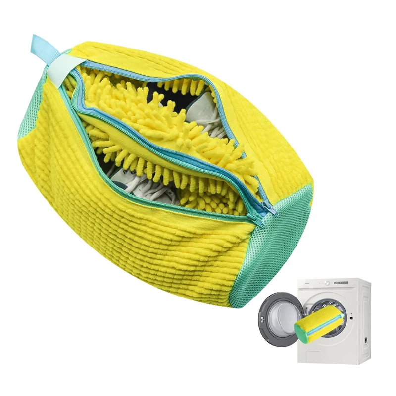 Nova Bolsa Durável para Lavagem de Sapatos para Todos os Tipos de Calçados - Amarela, Ideal para Tênis e Sapatos Casuais, Bolsa de Lavagem para Lavanderia