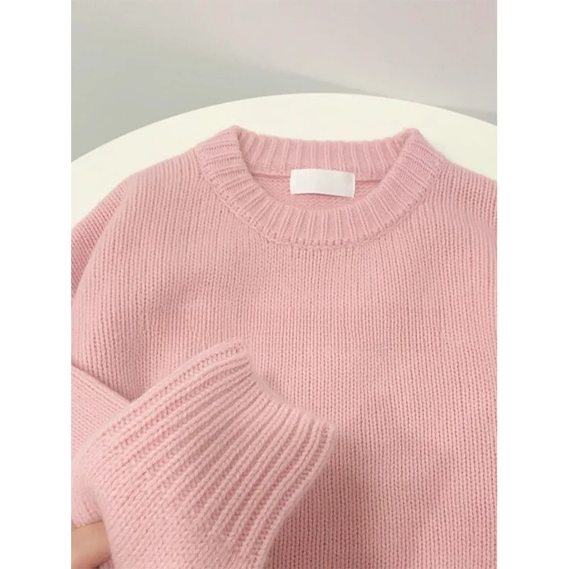 الأحمر محبوك سترة المرأة فضفاضة كسول Sle لينة الخريف الشتاء السنة الجديدة التنين سنة محبوك الأعلى الحلو Sle أنبوب مستقيم #5