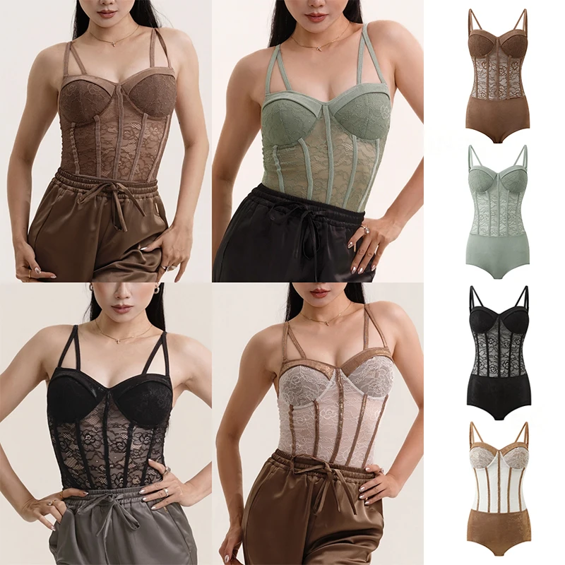 

Women Latin Dancewear Top Black Lace Sling Bodysuit Summer Latin Training Leotard Adult Cha Cha Rumba Dancer Practice Wear 2749