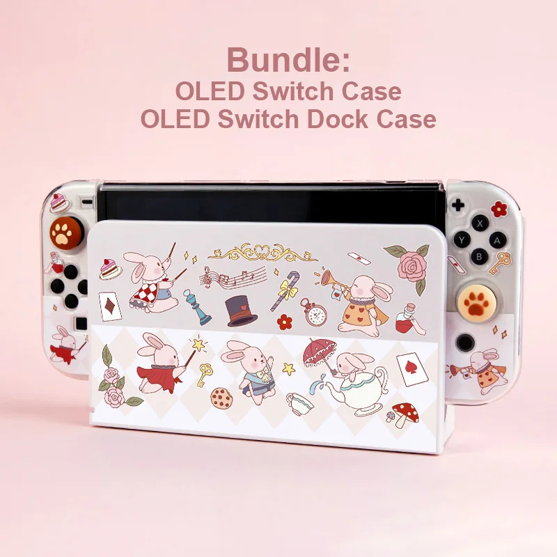 

Nintendo Switch OLED Funda Cute Bunny Cover Case Dockable Protective Hard PC Shell For Nintendo Switch Controller Joy-Con